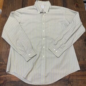 Brooks Brothers men's XL Striped Button Down Shirt, green blue Long‎ Sleeve